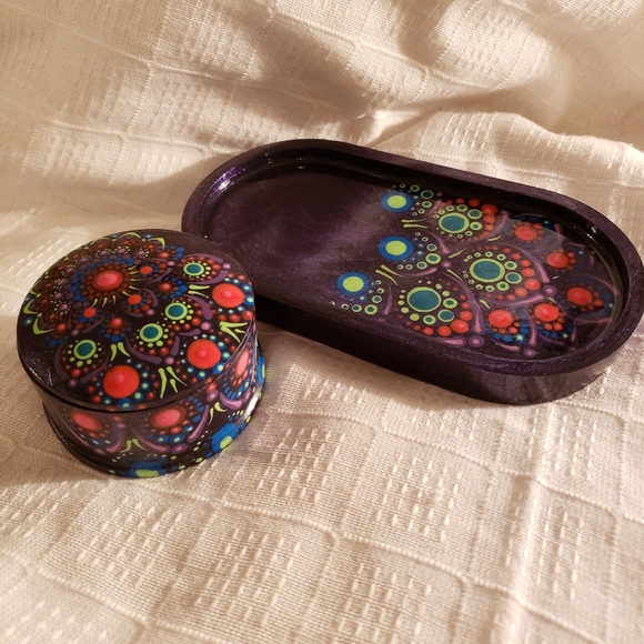 Peacock mini jar and tray set - Picture 4 of 10